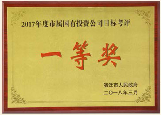 2017年度市屬?lài)?guó)有投資公司目標(biāo)考核一等獎(jiǎng)